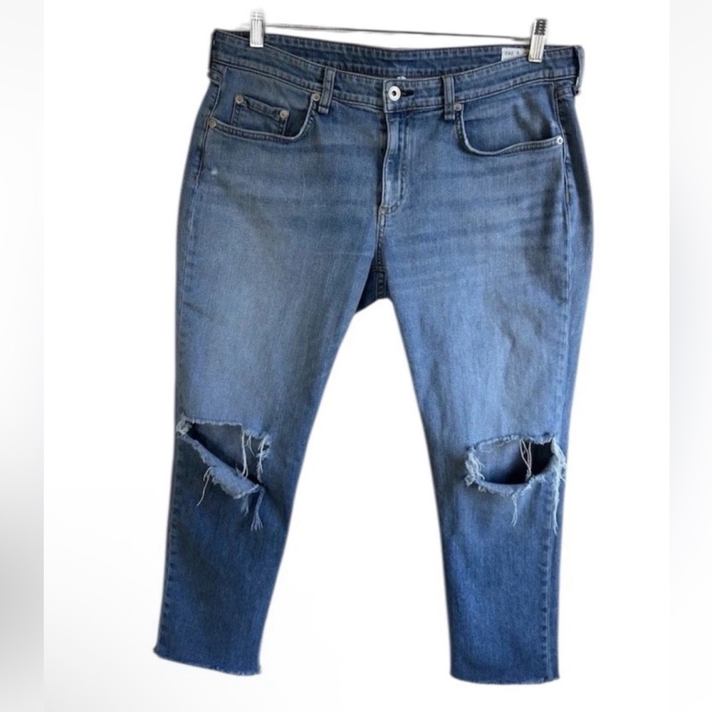 Rag & Bone Dre Jeans Womens 31 Distressed Slim Boyfriend Low Rise Denim Blue